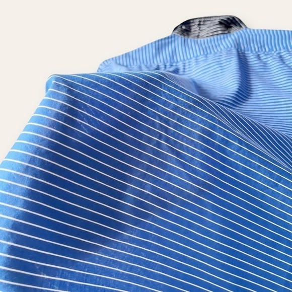 Vintage Womens Haberdashers Pinstripe Shirt Buttoned Blue Cotton XXL Switzerland - Picture 9 of 12